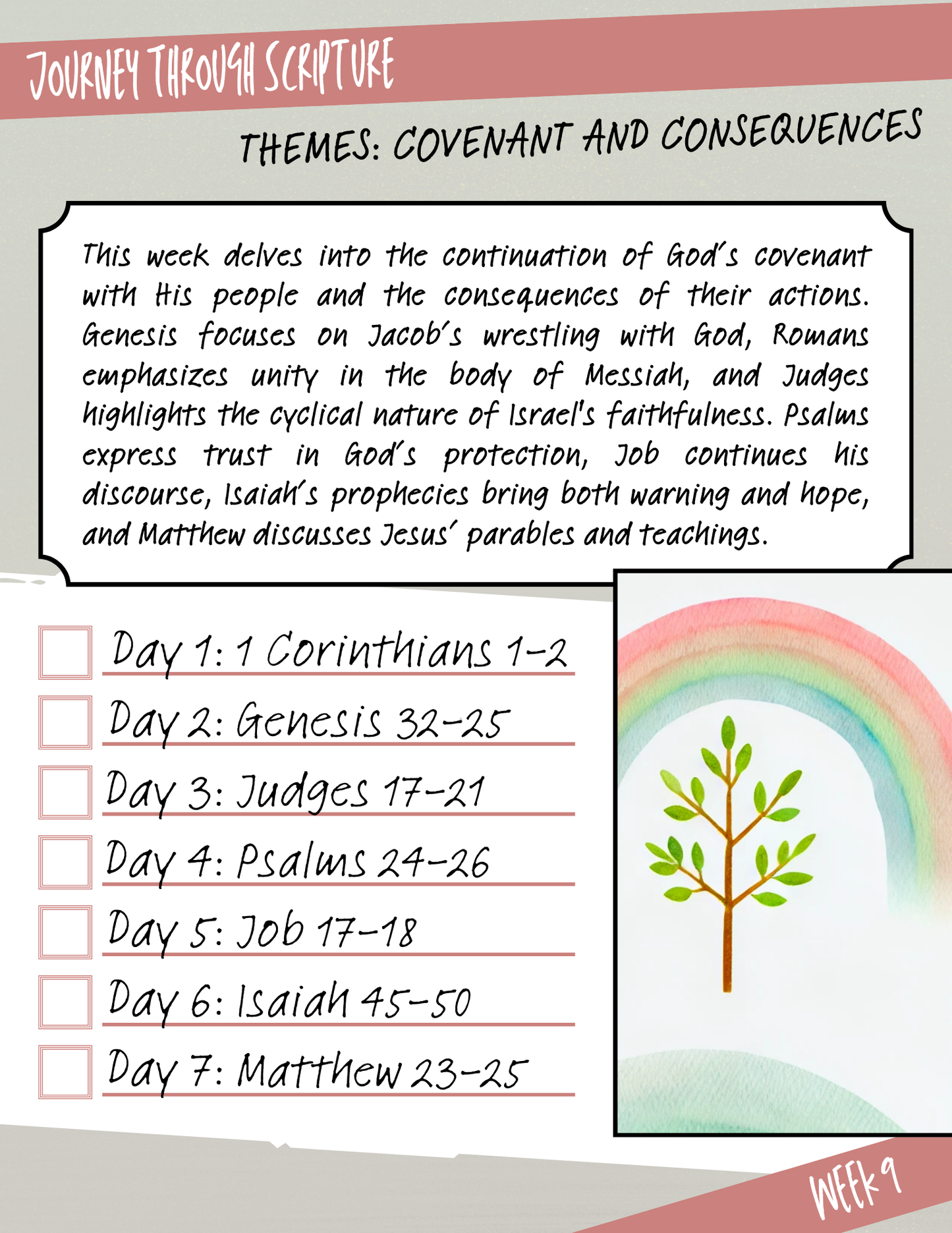 One Year Journey Through Scripture Reading Plan