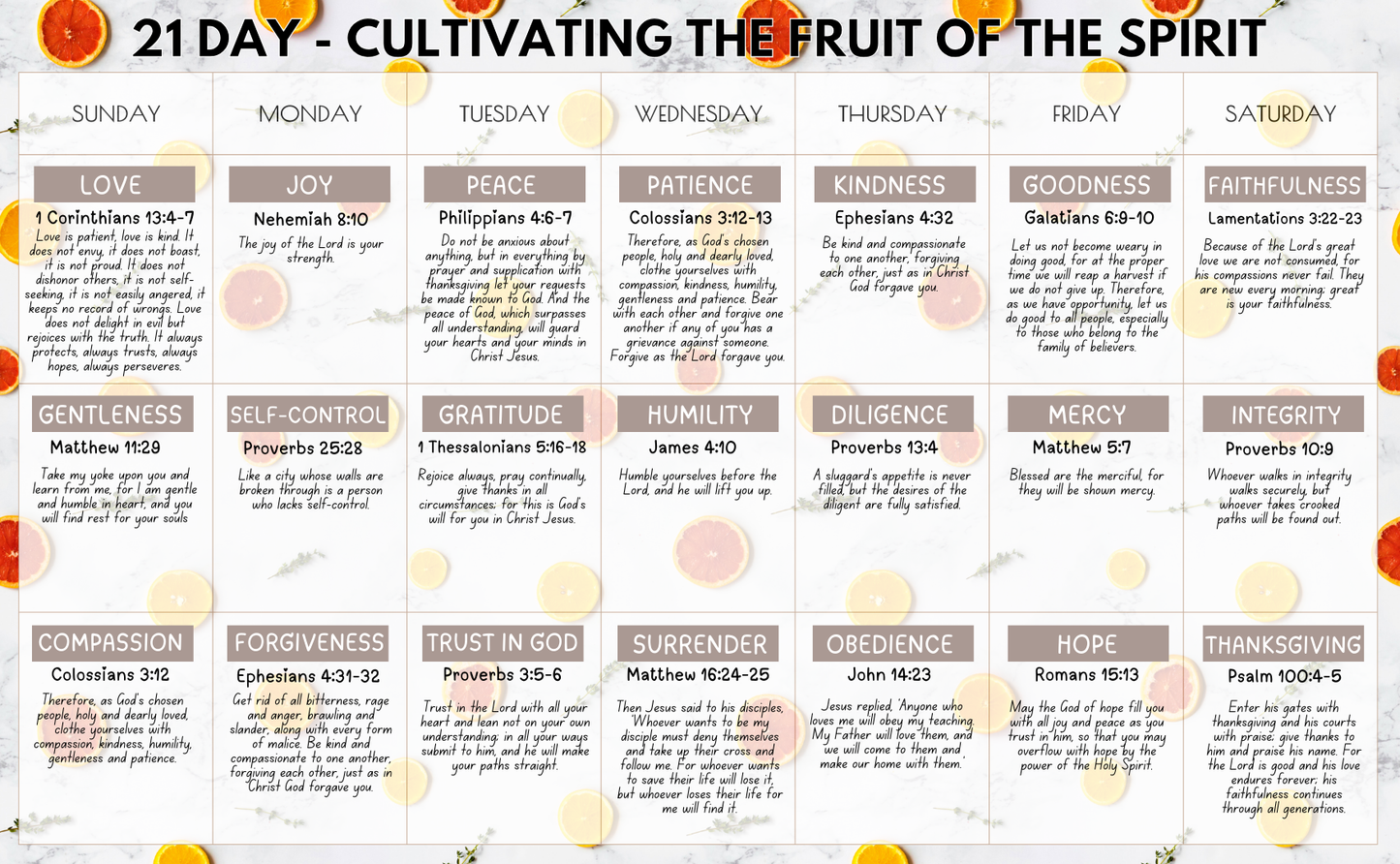 Cultivating the Fruit of the Spirit Digital Devotional with Prayer Cards and Verse Calendar